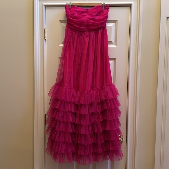 Nasty Gal Tulle Frill Bandeau Maxi Dress Size US8 - Picture 1 of 8